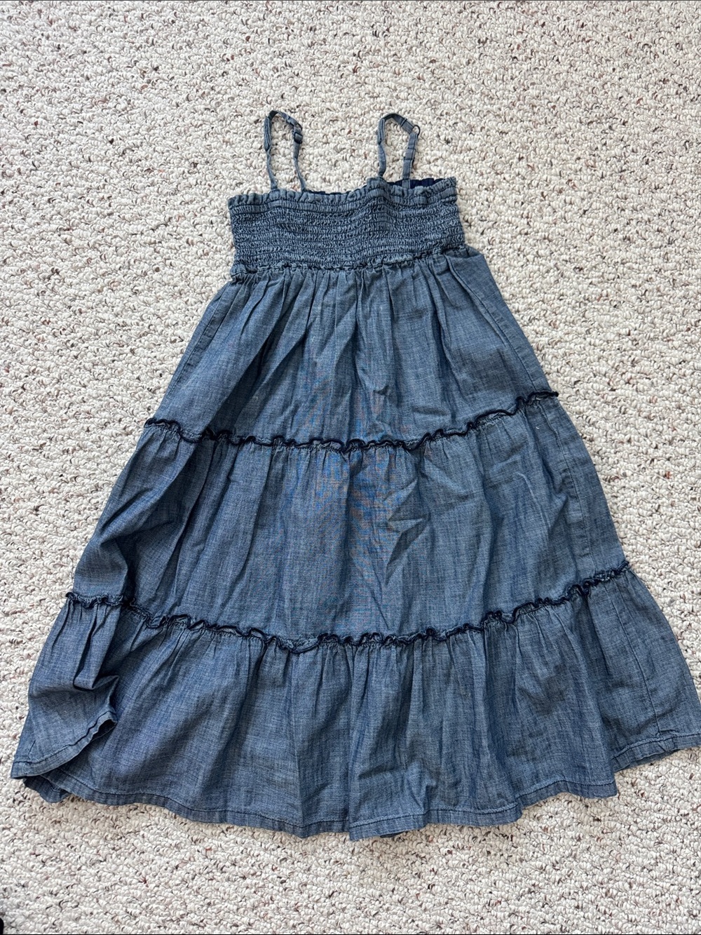 Gap Girls Blue Chambray Tiered Sundress Small